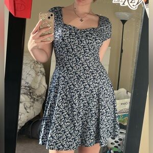 bebop blue floral sweetheart neckline A-line dress size: M